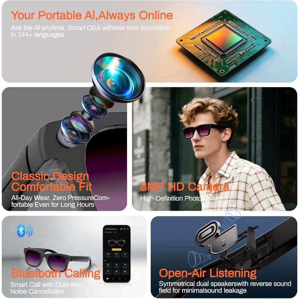 AI Translation, Bluetooth Call - đánh giá và giá Smart Glasses Lens